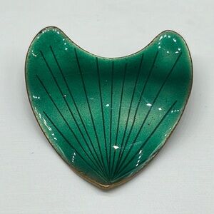 Enamel on copper MCM Atomic brooch pin, approx 1.75 inches, gorgeous green color